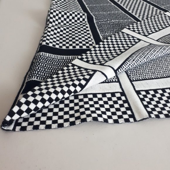 Spense Black White Checker Stripe Knit Skirt - Picture 7 of 10